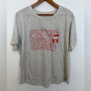 Mighty Fine Pumpkin Spice Season Graphic Tee 1X Gray Short Sleeve